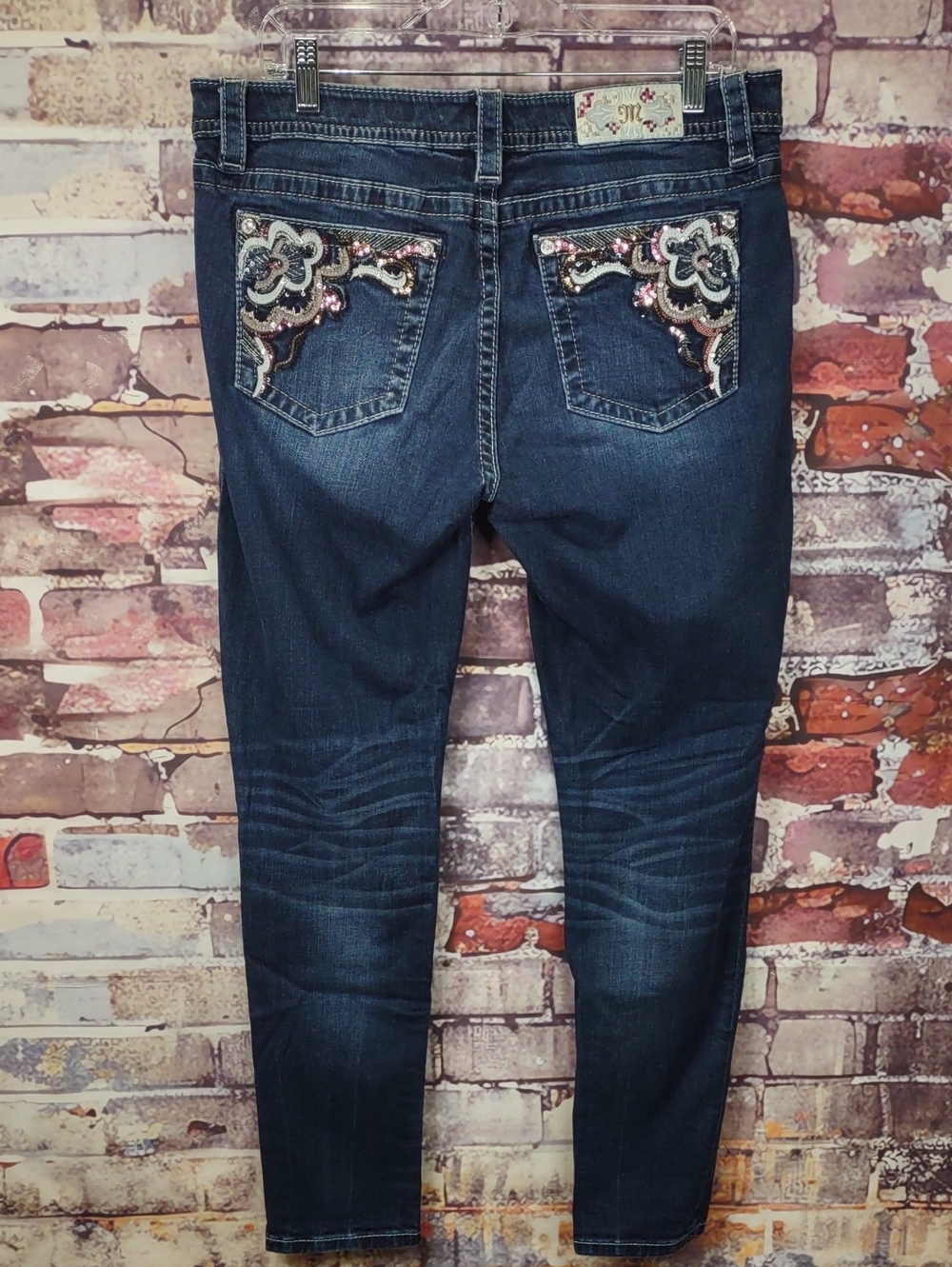 Miss Me Skinny Jeans with Embroidered Sequin Back Pockets